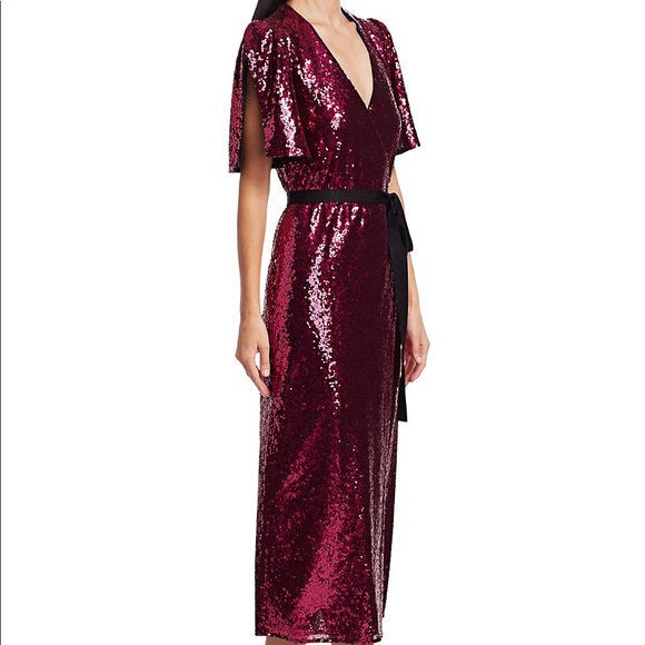🥳HP🥳ML Monique Lhuillier-Sequin Wrap Midi💥Sz 6 - Picture 8 of 13